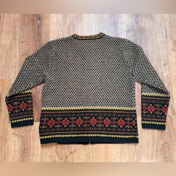 Cambridge Dry Goods vtg Nordic fair isle wool sweater size small clasp closure - Picture 2 of 9